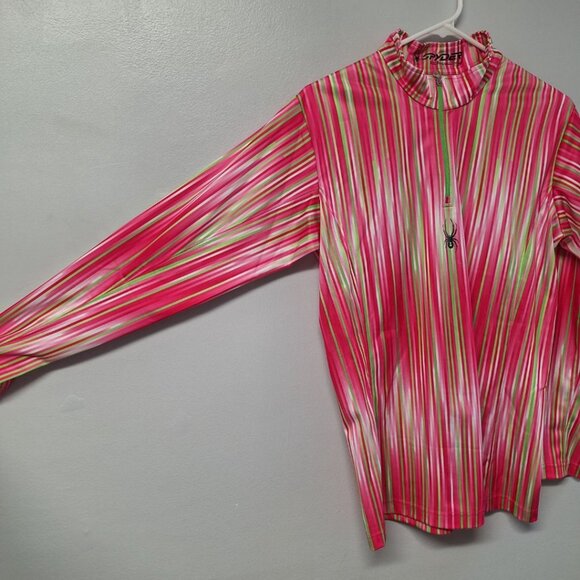 Spyder‎ Kids XXL Long Sleeve Fishing Shirt Pink Stripe Quarter Zip Girl Teen - Picture 4 of 10